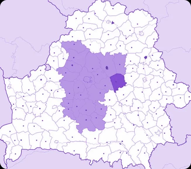 Карта Беларуси с выделением Березинского района Минской области